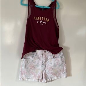 Together We Shine Burgundy Tank Top and Pastel Shorts